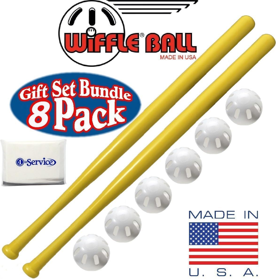 WIFFLE Ball 6 Baseballs Official Size 6 Pack Ball 32" Bats 2 Pack Set