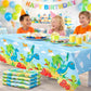 Oojami 4 Pack Dinosaur Tablecloths for Birthday Party, 54 x 108 Inch Plastic Table Covers, Dinosaur Party Decorations, Leak-Proof Kids Dino Table