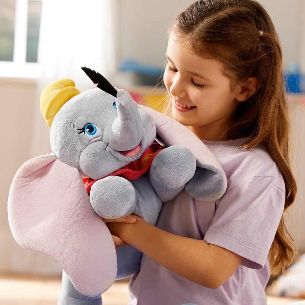 Disney Store Official Dumbo Medium Soft Toy for Kids, Cuddly Character with Fuzzy Texture and Embroidered Details, Floppy Oversized Ears, Disney