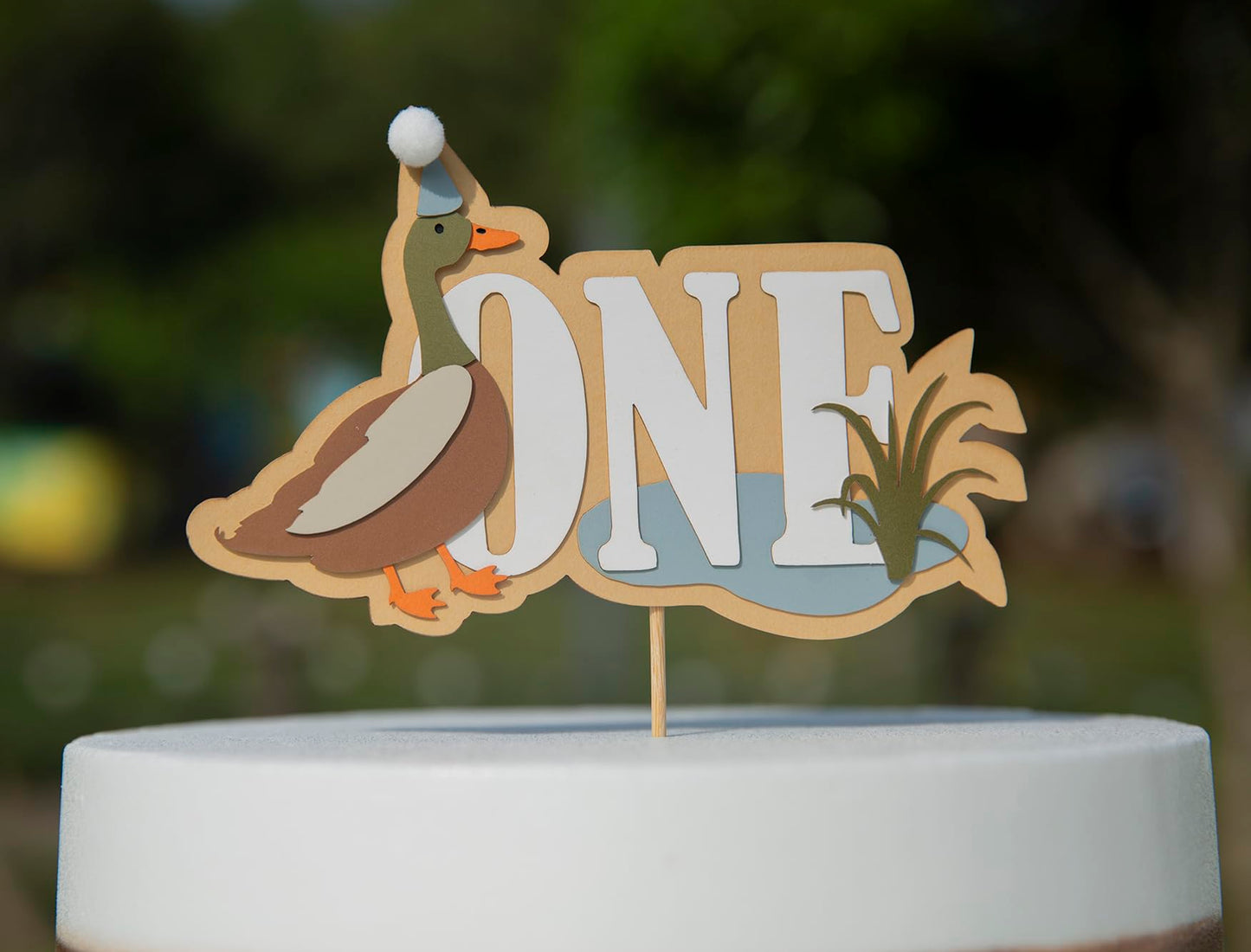 One Lucky Mallard Duck Cake Topper,Mallard 1st Birthday Decoration,Little Duck Hunter Party Decor,Mallard Duck Birthday Party Supplies,Duck Hunting