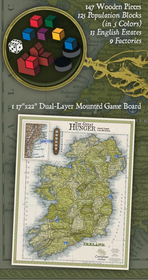 Compass Games The Great Hunger, Ireland's Tragedy in The 19th Century, Strategy Board Game, 2-5 Players, for Adults Ages 18+