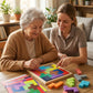 Dementia Activities for Seniors, 2 in 1 Cognitive Games for Elderly: Tile Matching Puzzle & Memory Q&A, 15 Wooden Blocks, 26 Templates, Alzheimer's