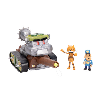 JAKKS Dog Man Squirrel Tank Shooter Vehicle Playset with Petey and Dog Man Action Figures