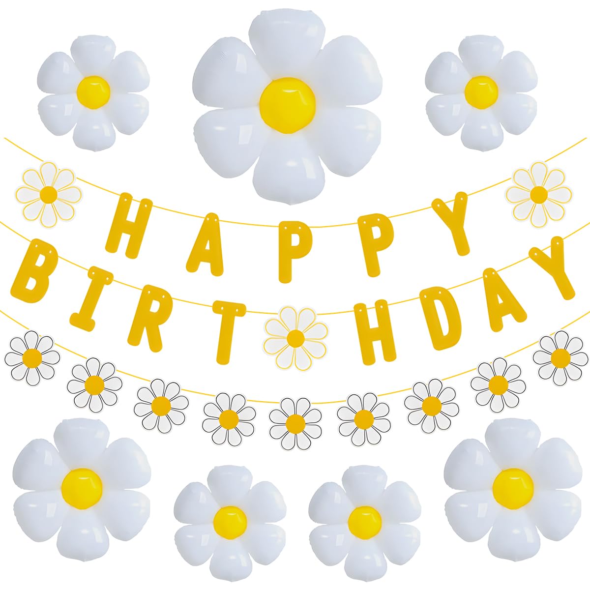 33pcs Daisy Birthday Banner Balloons Decoration,Daisy Flower Wedding Party Supplies