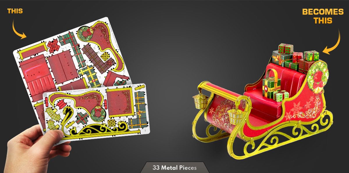 Metal Earth Christmas Sleigh 3D Metal Model Kit Fascinations