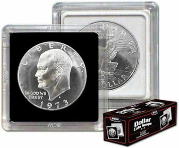 BCW 2x2 Coin Snap - Dollar - 25ct | Coin Holder Case for 38.5mm US Eisenhower Dollar | Snap Together Design | Stackable, Coin Collecting Supplies |