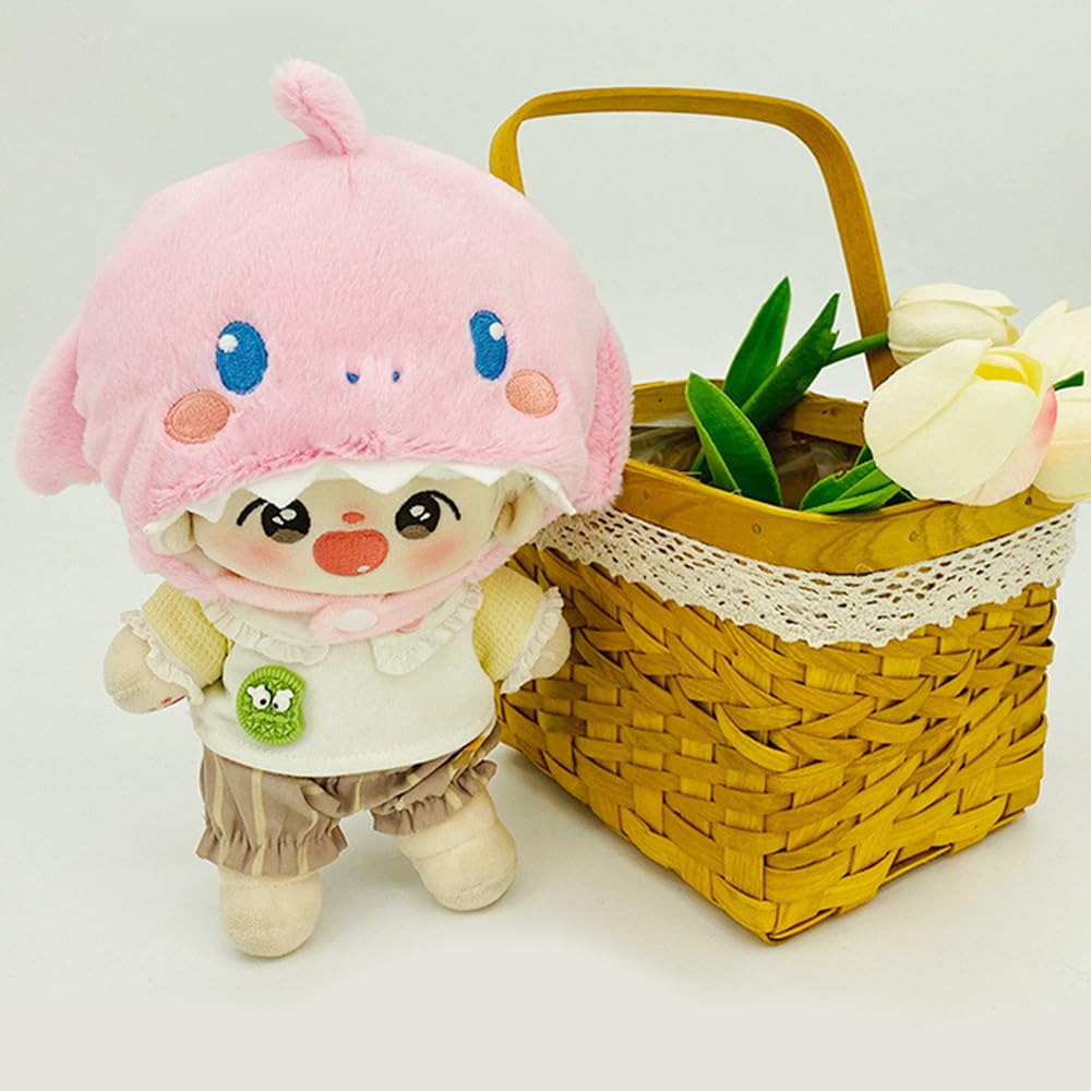 niannyyhouse 20cm Plush Doll Clothes Pink Pig Fox Frog Shark Hat Cartoon Animal Headgear 8in Doll Dress Up (a4)
