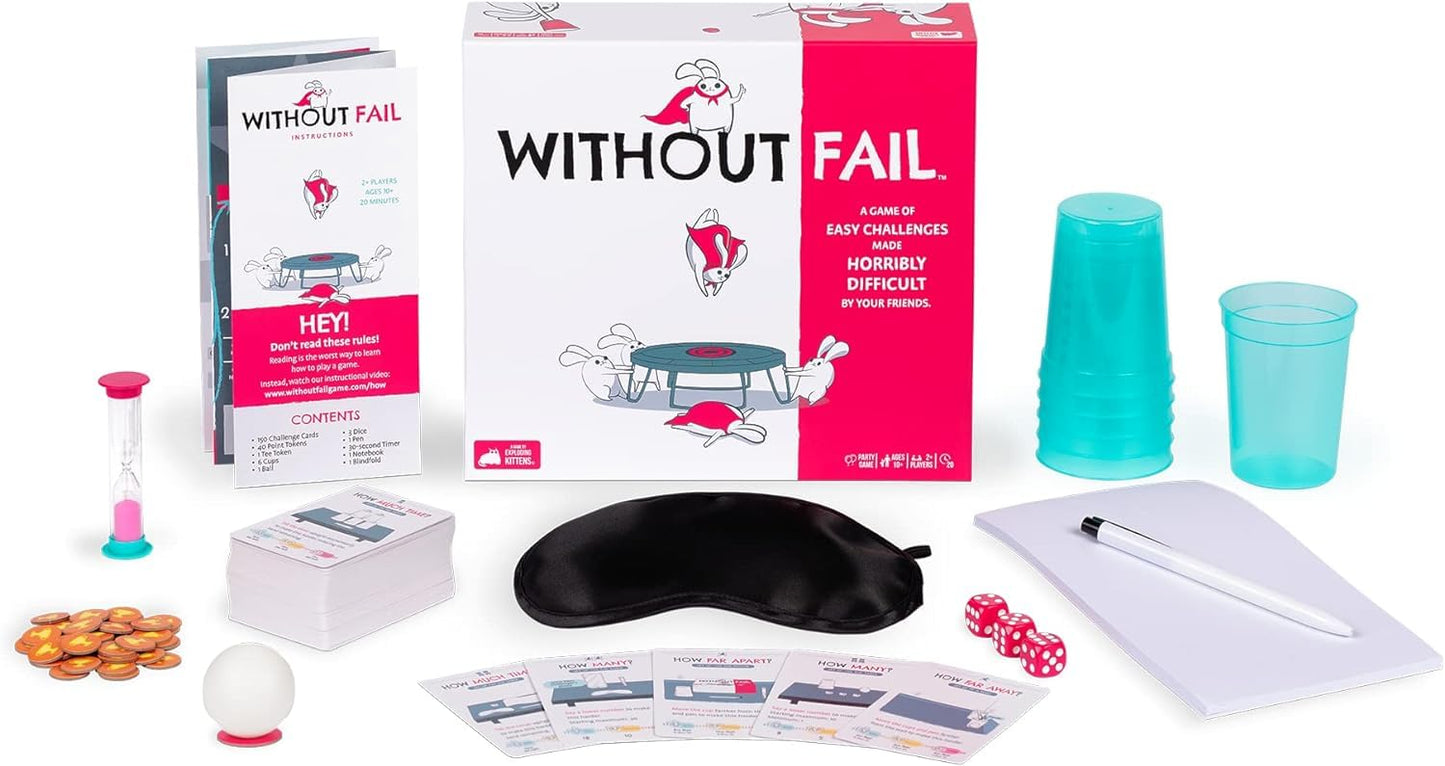 Exploding Kittens Without Fail 2+ Players - Ages 10+ - 20 Minutes to Play - A Card Game of Easy Challenges Made Difficult - Couples, Date Night, Adult