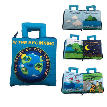 Pockets of Learning in The Beginning Quiet Book Explore The Story of Creation | Fabric Activity Busy Book for Toddlers and Children | Educational