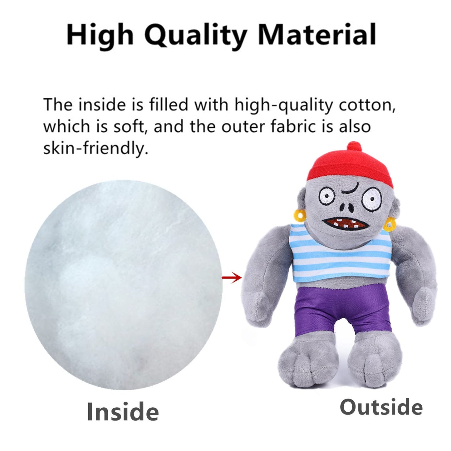 6 PCS Plants and Zombies Plush Plants Zombies Sets Toy Bonk Choy, 1 2 Stuffed Soft New Pirate Doll Jester Plushies, Green Peashooter PVZ Figure