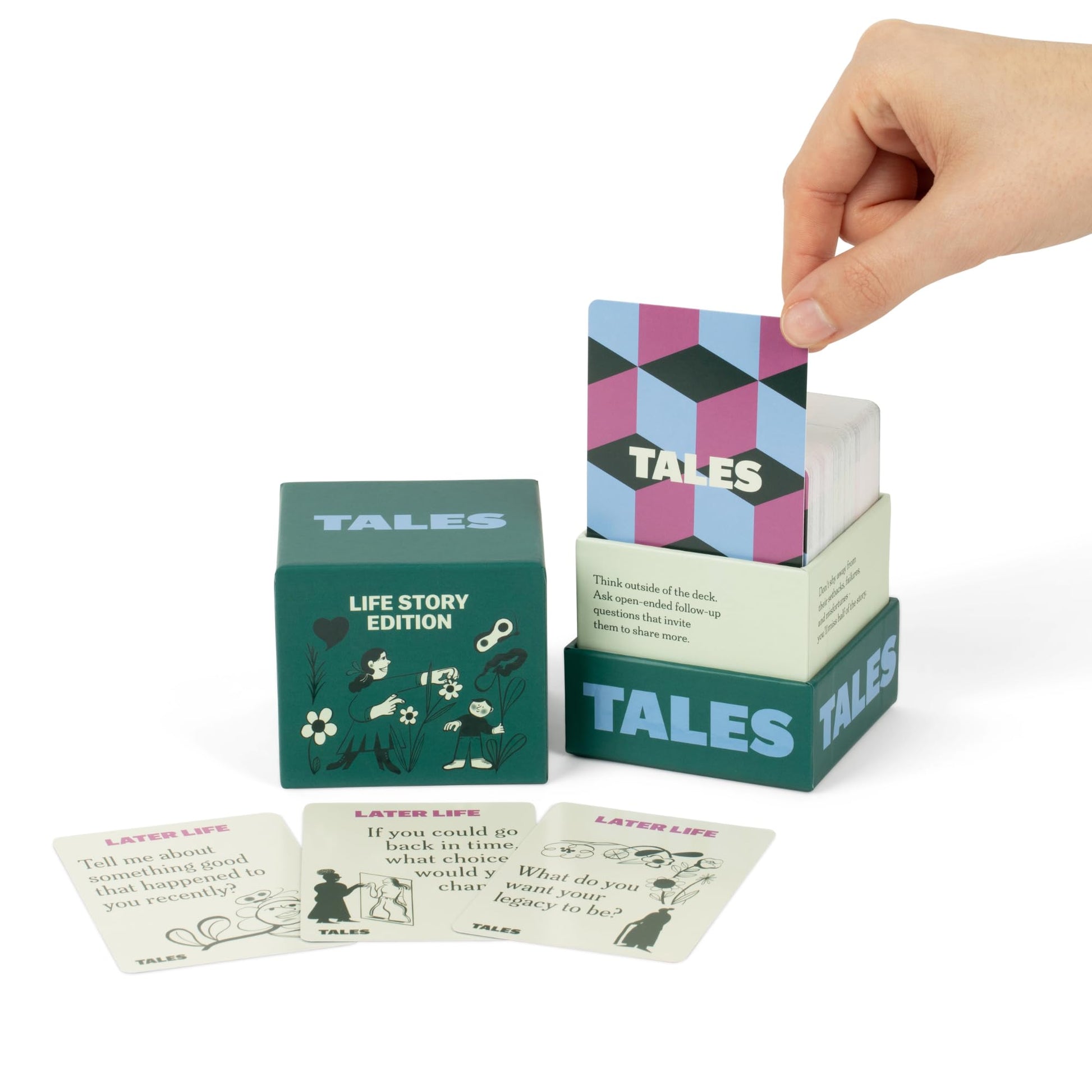 TALES 150 Life Story Interview Kit, Conversation Cards, for Grandparents, Parents, Families, Adults, Game Night, Road Trips, Dinner Table, Getting