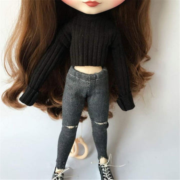 DoubleWood Handmade Casual Sweater & Jean/Pants Replacement for Blythe & Pullip Dolls, 1/6 Fashion Doll Clothing Set Accessories