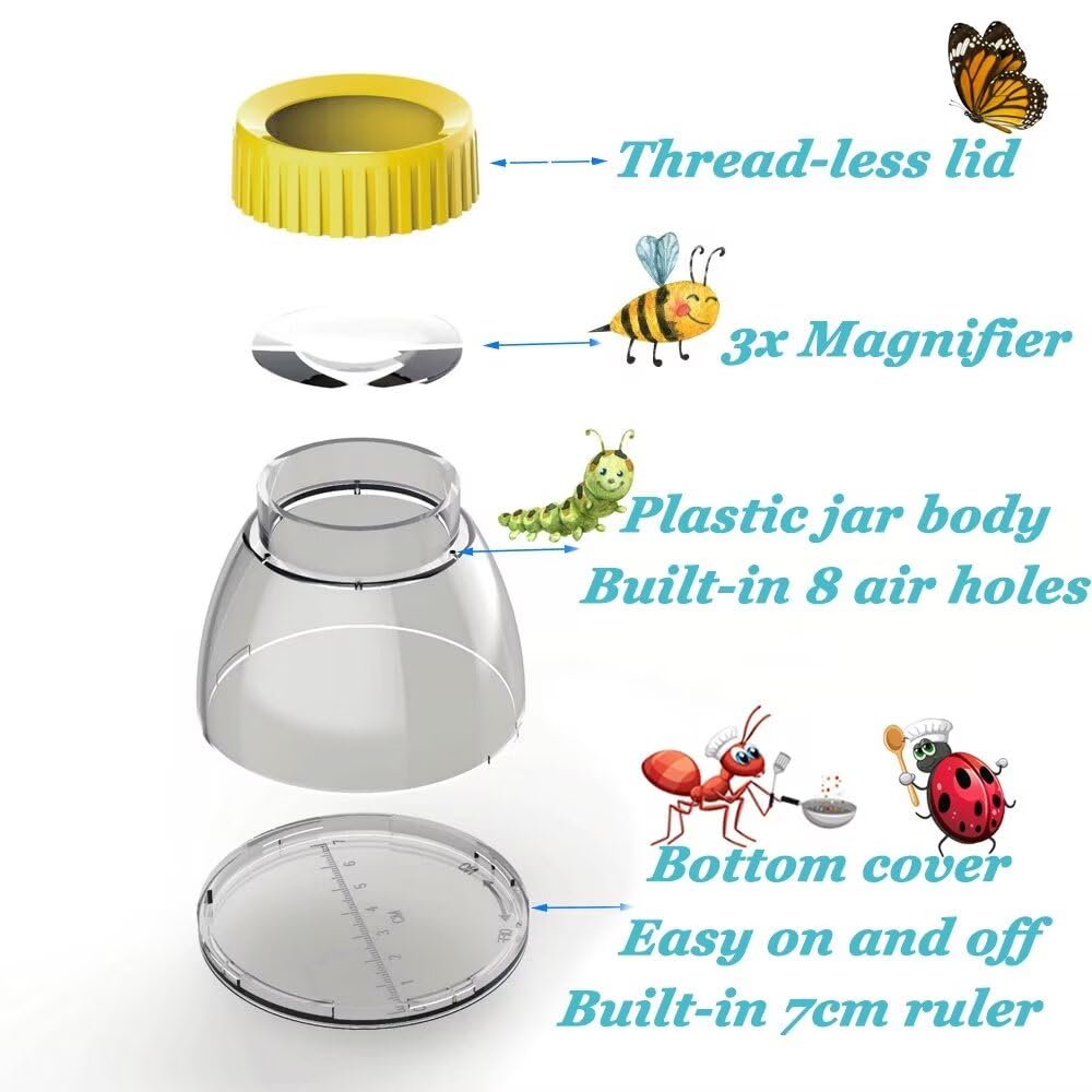 4Pack Bug Cather 5X Magnifyer Insect Jar Observation Bug Viewer Kit