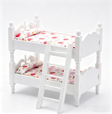 Z MAYABBO Wooden Dollhouse Furniture of Baby bunk Bed with Ladder for Miniature Dollhouse Accessories - 1/12 Scale