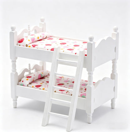Z MAYABBO Wooden Dollhouse Furniture of Baby bunk Bed with Ladder for Miniature Dollhouse Accessories - 1/12 Scale