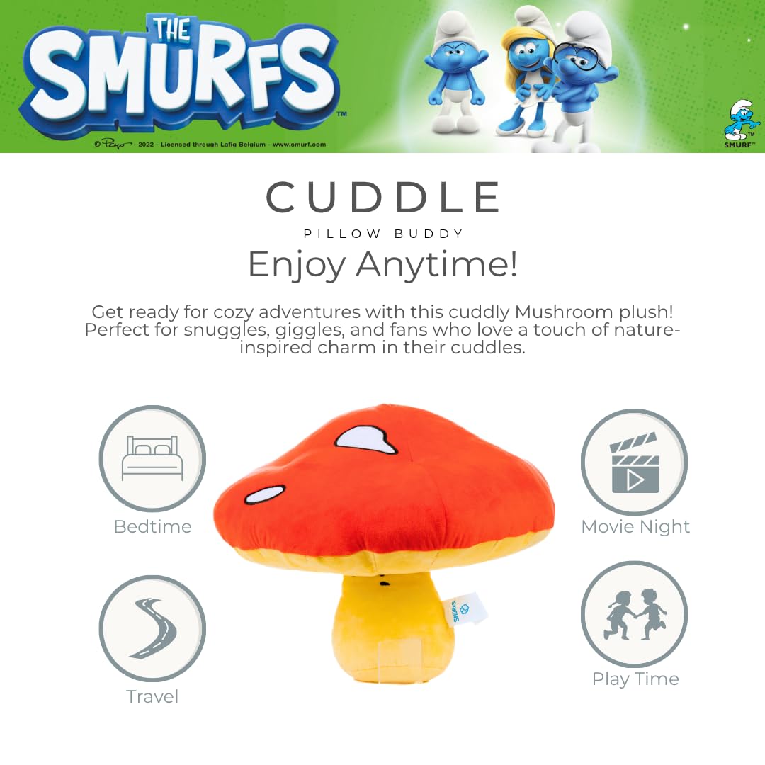 Franco Collectibles The Smurfs Mushroom Shroom Bedding Super Soft Cozy Decorative Cuddle Pillow, (Officially Licensed Product)
