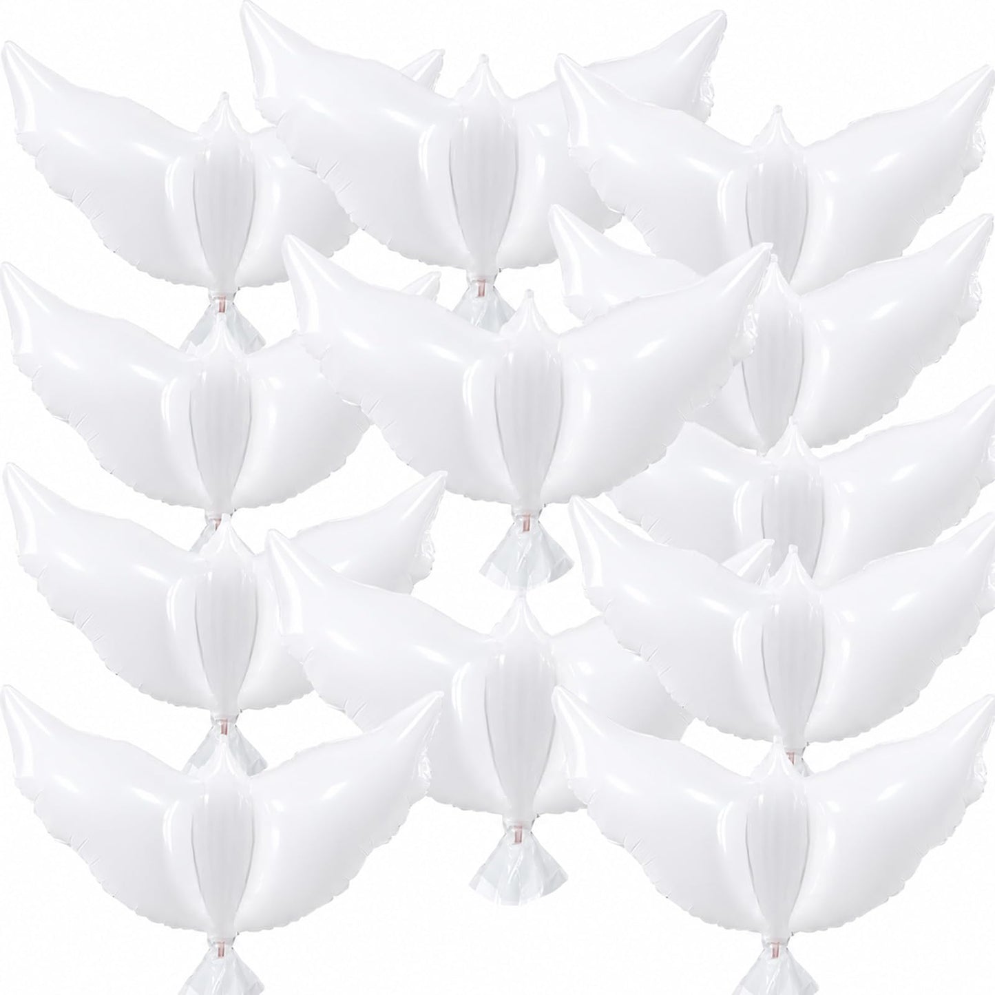 12 Pieces 36 Inches Large White Peace Dove Balloons Aluminum Foil Pigeon Bird Balloons for Wedding Engagement Funeral Memorials Remembrance Charity