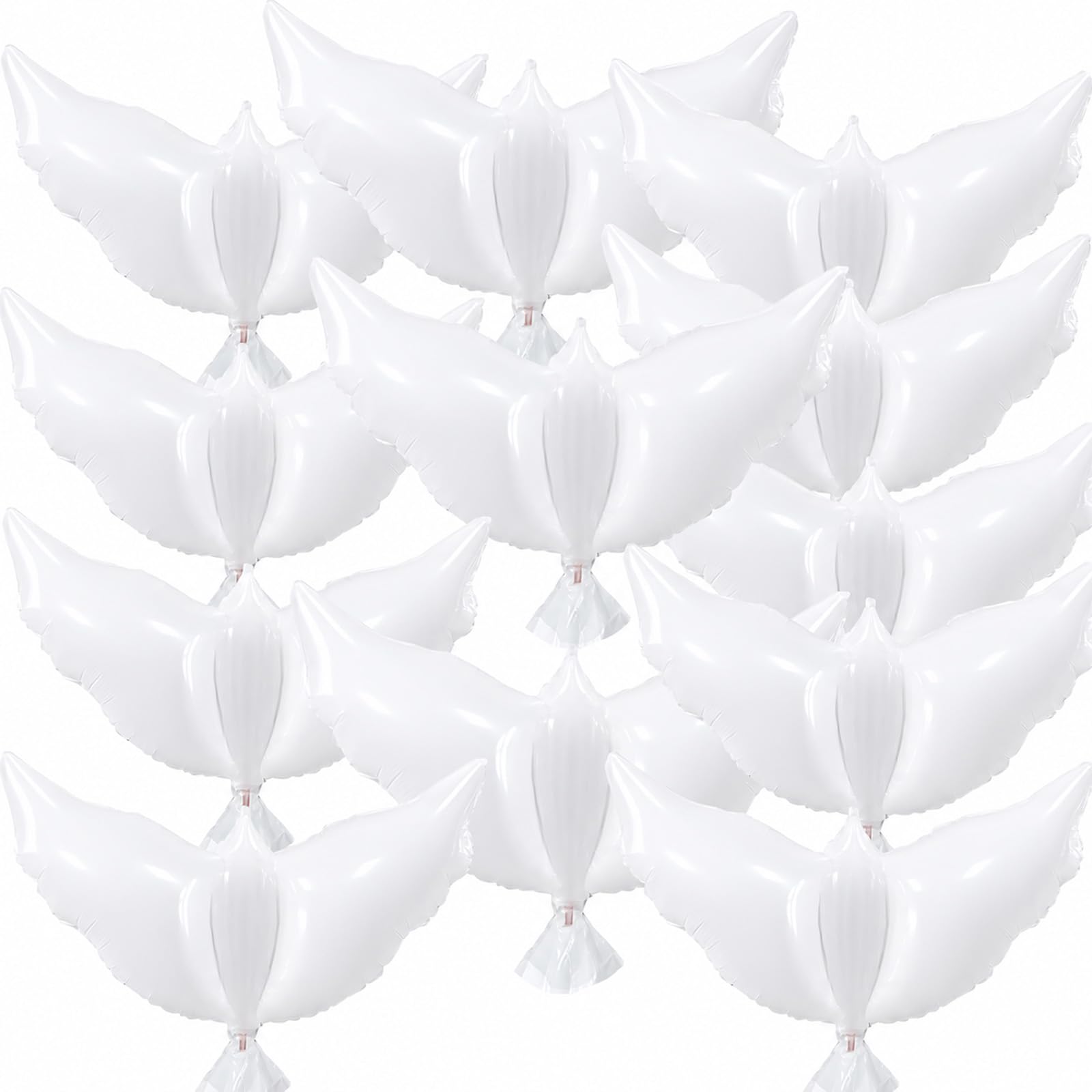 12 Pieces 36 Inches Large White Peace Dove Balloons Aluminum Foil Pigeon Bird Balloons for Wedding Engagement Funeral Memorials Remembrance Charity