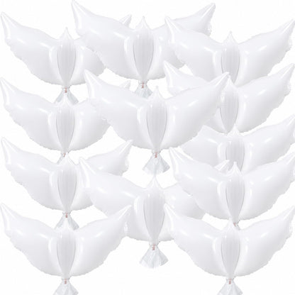 12 Pieces 36 Inches Large White Peace Dove Balloons Aluminum Foil Pigeon Bird Balloons for Wedding Engagement Funeral Memorials Remembrance Charity