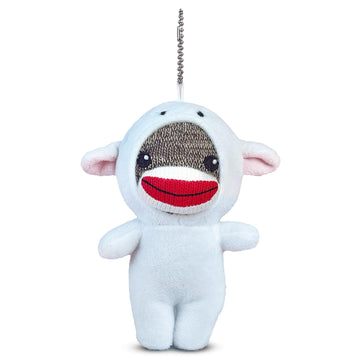 Made By Aliens Adorable 6 inch Easter Sock Monkey Plush Toy Sheep Costume - Soft Stuffed Animal for Kids & Collectors for Birthdays, Holidays, Springs