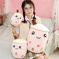 hitoshe Boba Plushie, 13.7 in Boba Plush Pillow Toy Hugging Pillow Gifts (Pink Strawberry)