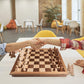 Chess Armory Wooden Chess Set - 17-Inch Large Chess Board with Felted Storage Box, Extra Queens & Handcrafted Staunton Pieces