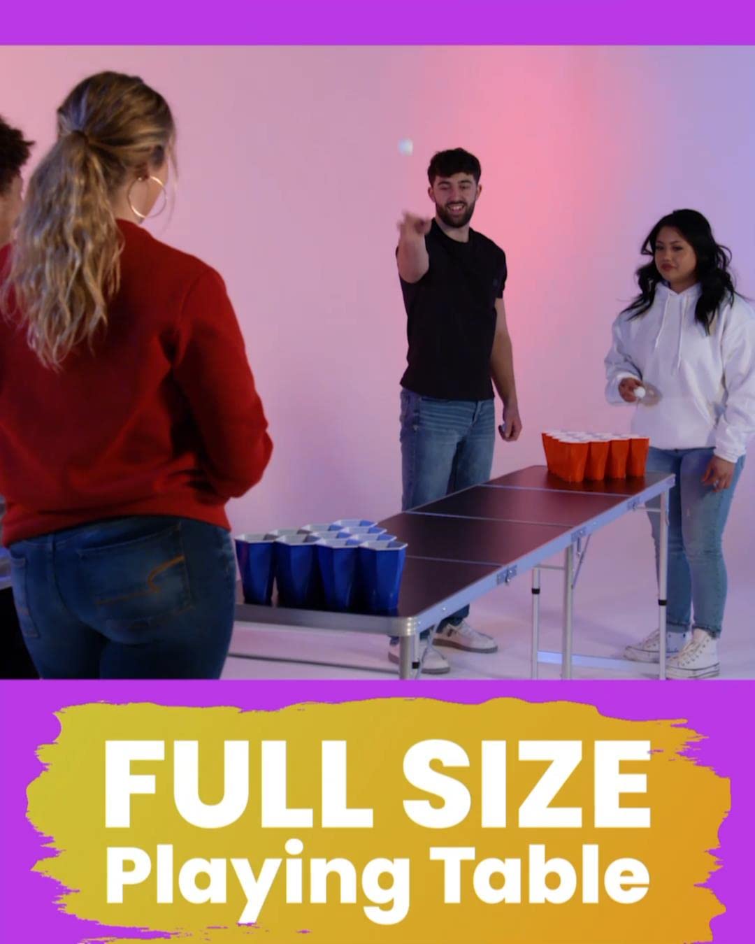 8-Foot Professional Beer Pong Table - Houston Basketball Court
