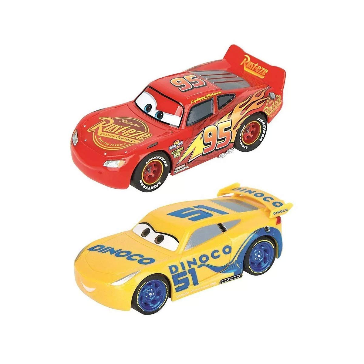 Carrera First Disney/Pixar Cars 3 - Slot Car Race Track - Includes 2 Cars: Lightning McQueen and Dinoco Cruz - Battery-Powered Beginner Racing Set