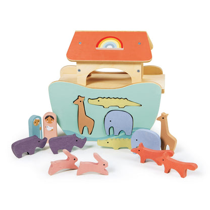 Tender Leaf Toys - Little Noah’s Ark - Wooden Animal Shape Sorting Toy - Compact and Made for Little Hands, Improve Hand-Eye Coordination