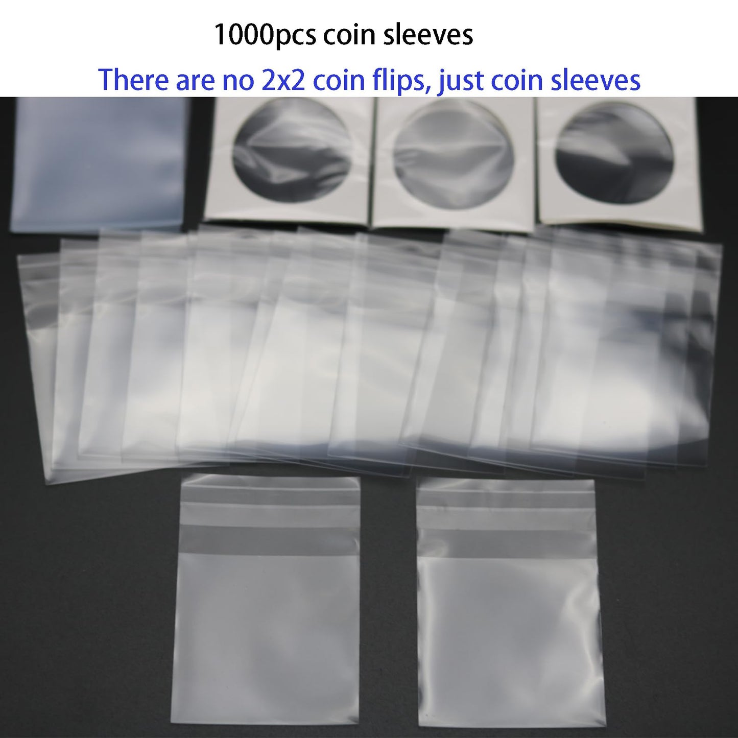 Magiarcana 2x2 Coin Flip Sleeves - 1000pcs, No Stapler Needed, Protectors & Holders for Collectors & Miniature Coins - Reusable Self Seal