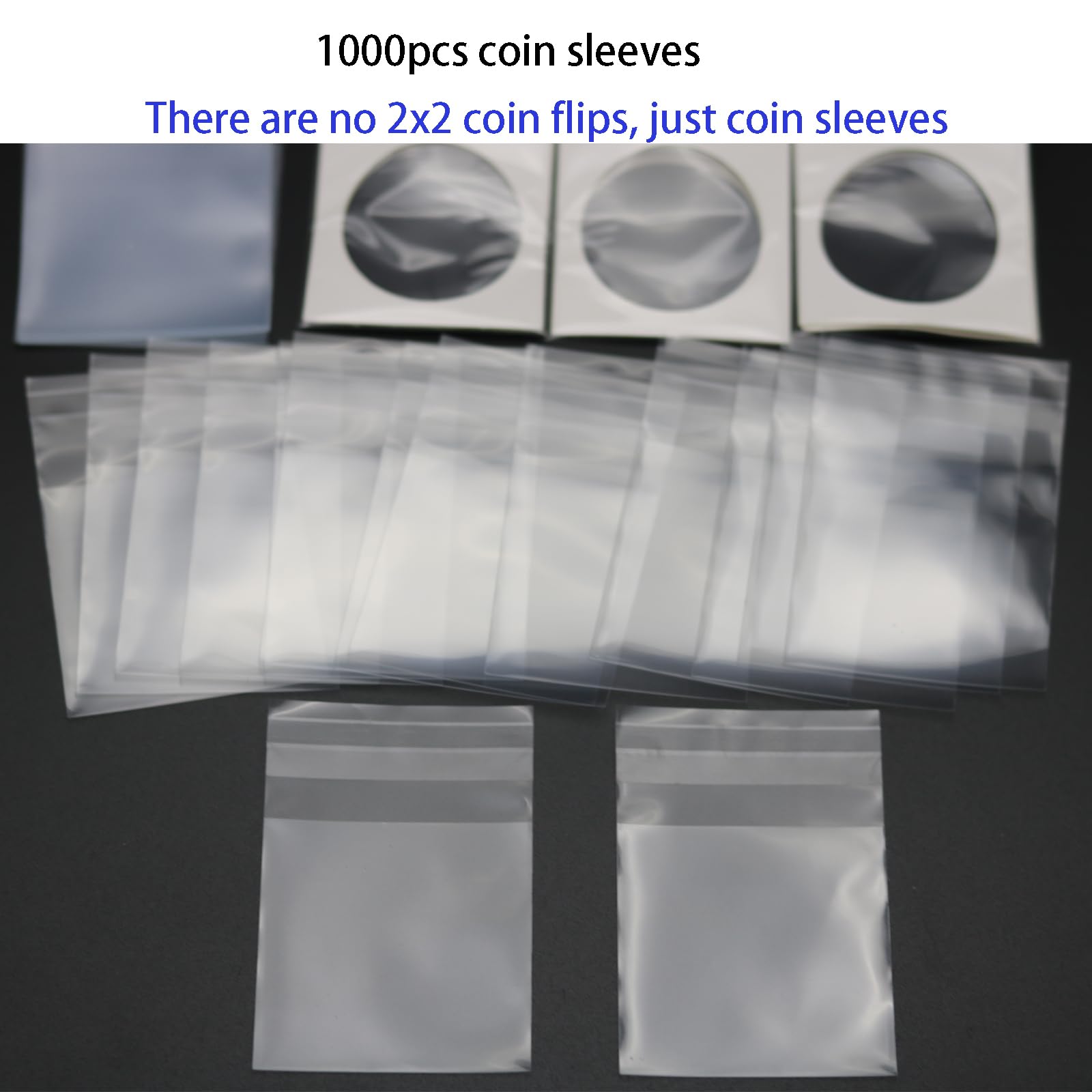 Magiarcana 2x2 Coin Flip Sleeves - 1000pcs, No Stapler Needed, Protectors & Holders for Collectors & Miniature Coins - Reusable Self Seal