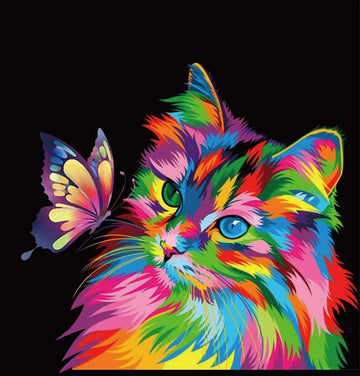 Elftoyer Paint by Numbers for Kids & Adults & Beginner, DIY Canvas Painting Gift Kits for Home Decoration - Colorful Cats and Butterflies 16 x 20 inch