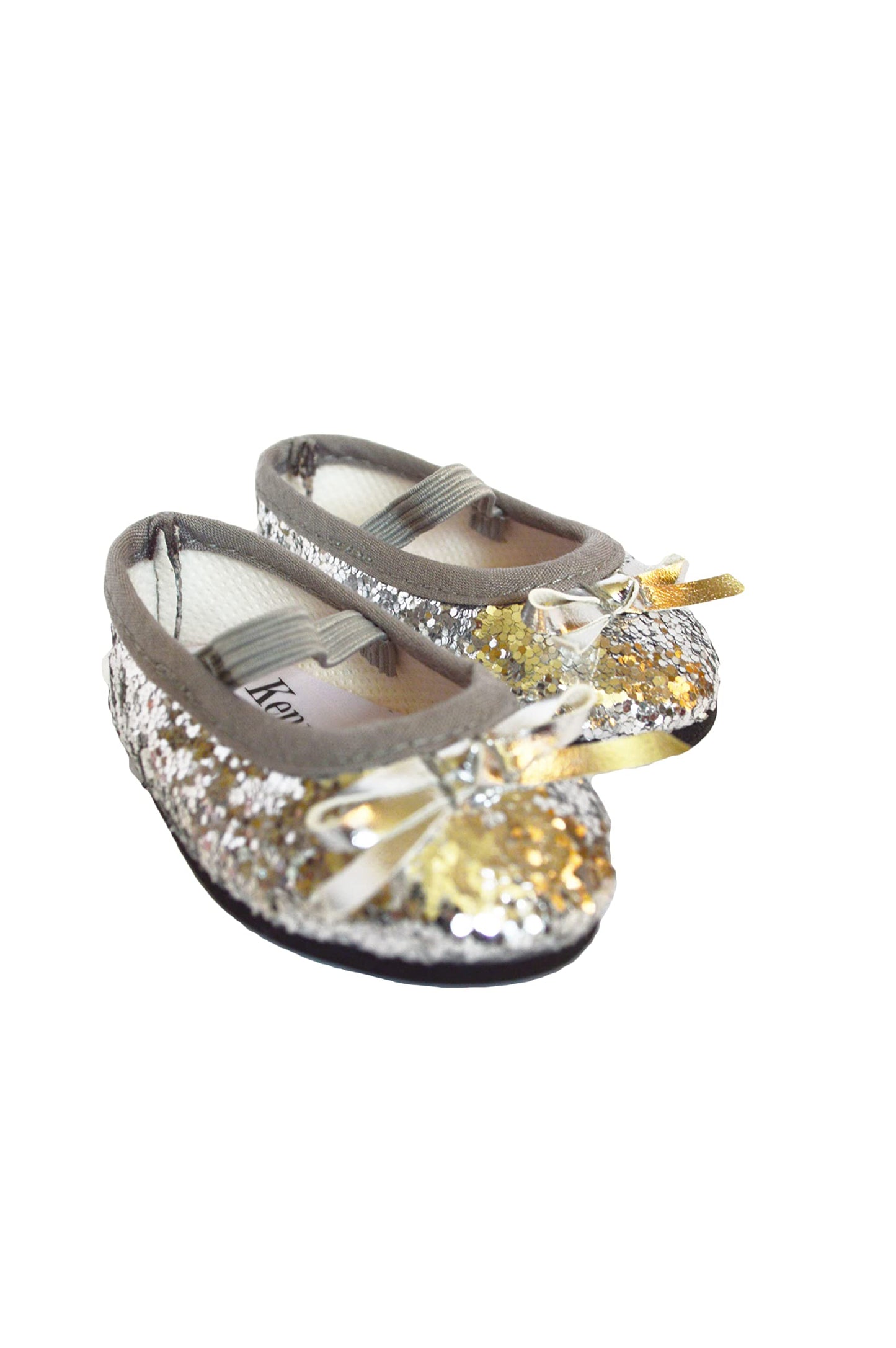 MBD 18 Inch Doll Shoes- Silver Sparkle Flats