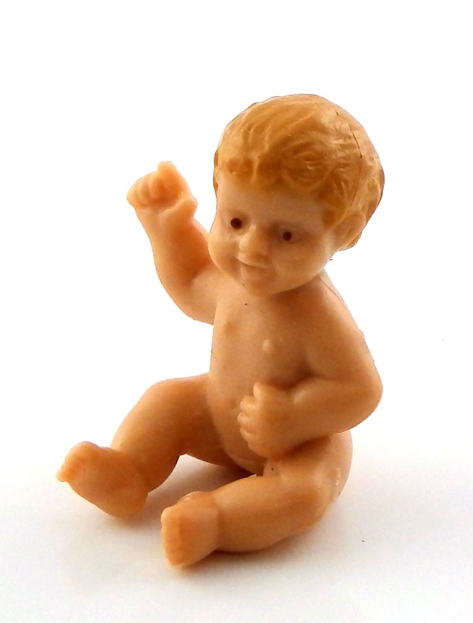 Dollhouse Rubber Baby Doll Sitting Down Miniature People Nursery Accessory