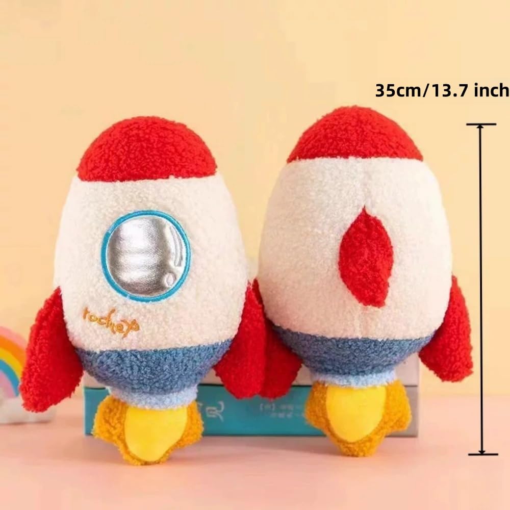 Xshelley 13.7 inch Rocket Shape Plush Toys Pillow, Rocket Ship Stuffed Plush Doll,Living Room Sofa Bedroom Decorative Children's Birthday Gift