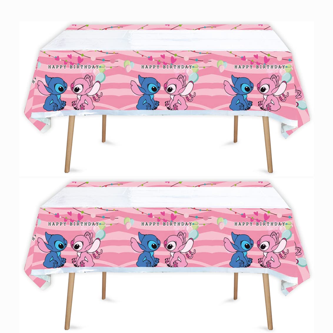 Losede 2pcs Pink Birthday Party Tablecloth Table Cover,Birthday Supplies Decorations (70'' x 42'') (2pcs)