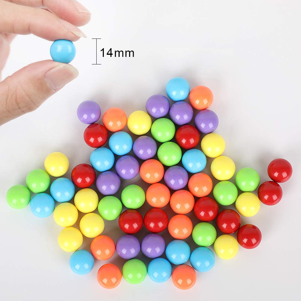 Witlans 60pcs Chinese Checker Game Replacement Balls,6 Solid Color 14mm Acrylic Marbles for Marble Run, Aggravation Traditional Games