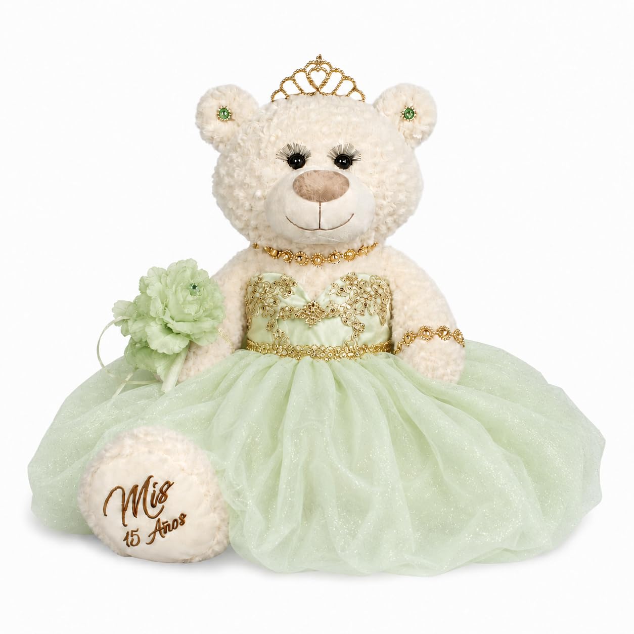 KINNEX COLLECTIONS SINCE 1997 20" Quince Anos Quinceanera Last Doll Teddy Bear with Dress (Centerpiece) ~ ARC16831-8 (Pistachio)