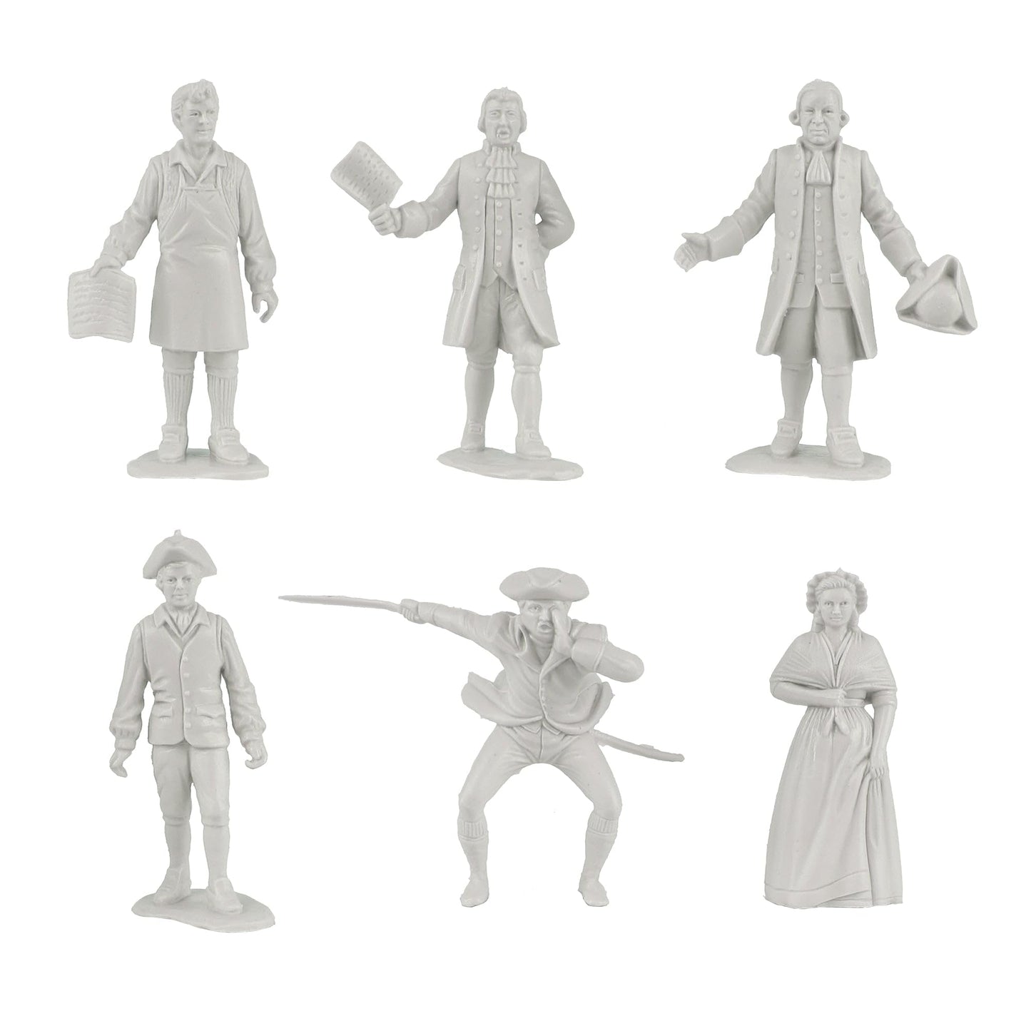 BMC Classic American Revolution Colonists - White 21pc Plastic Figure Playset
