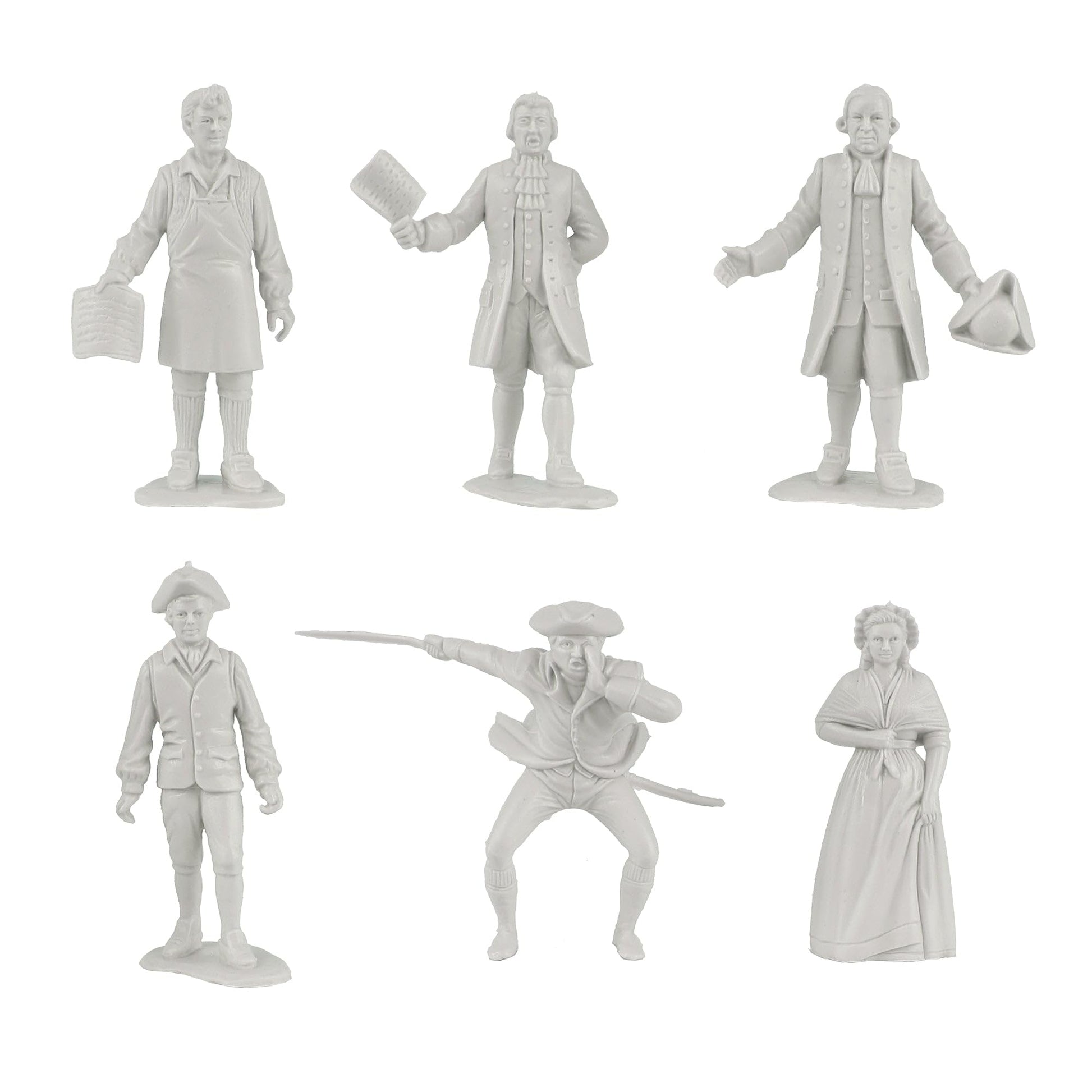 BMC Classic American Revolution Colonists - White 21pc Plastic Figure Playset