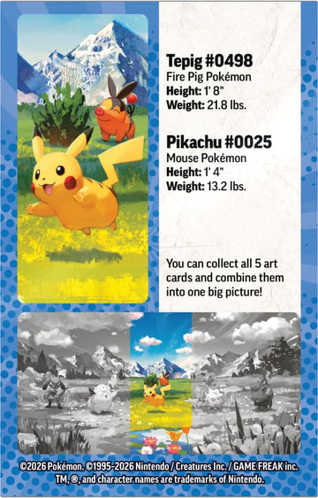 Pokemon TCG: Mega Evolution-Ascended Heroes Mini Tin: Pikachu & Tepig (1 Sticker Sheet, a Pokémon Art Card & 2 Booster Packs)