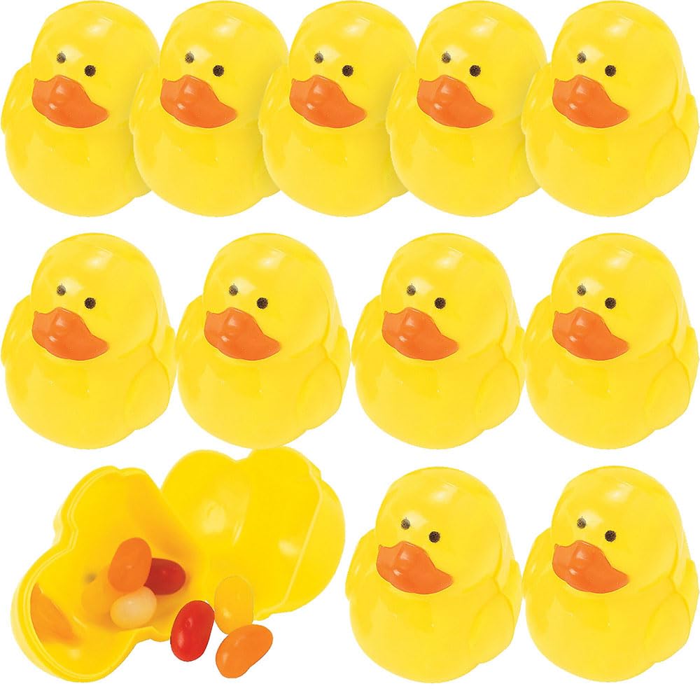 One Dozen (12) Plastic Ducky Shaped Easter Eggs