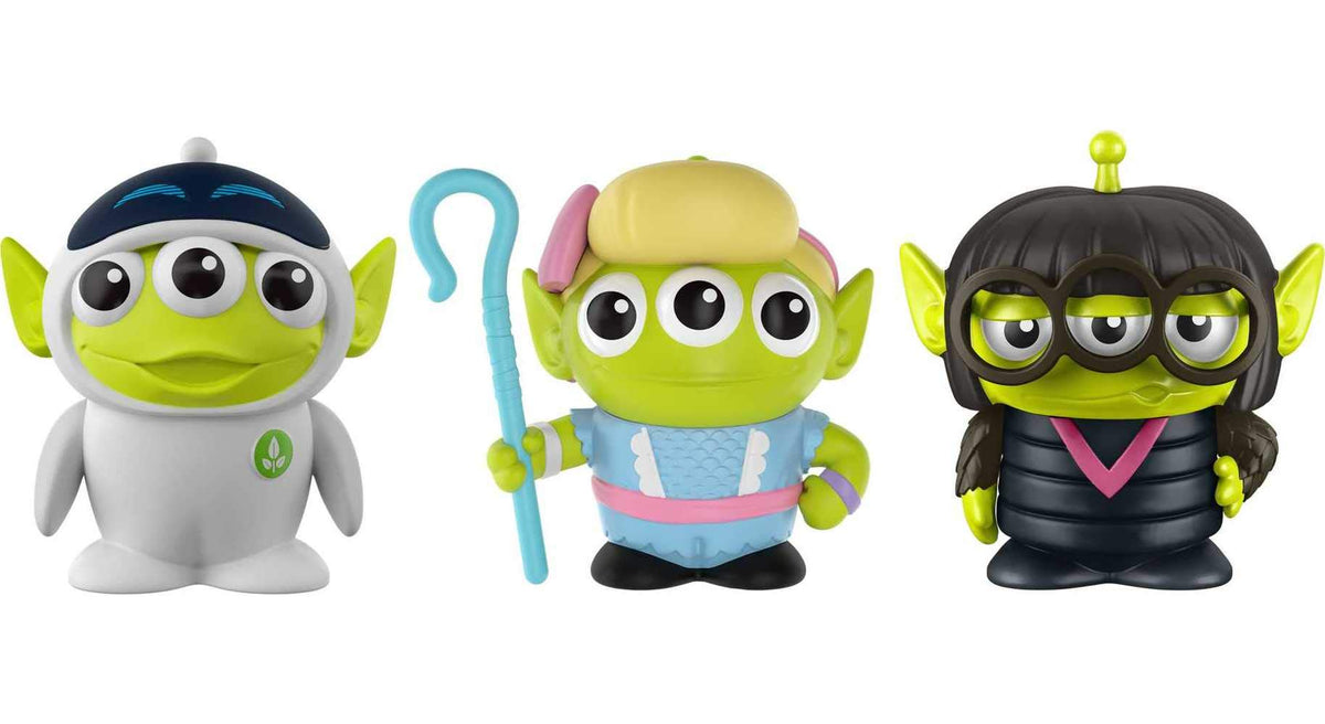 Mattel Pixar Alien Remix 3-Pack Bo Peep, Edna Mode & EVE 3-in Mashup Character Figures in a Pizza Box Package, Disney Mattel Pixar Toy Story Movie