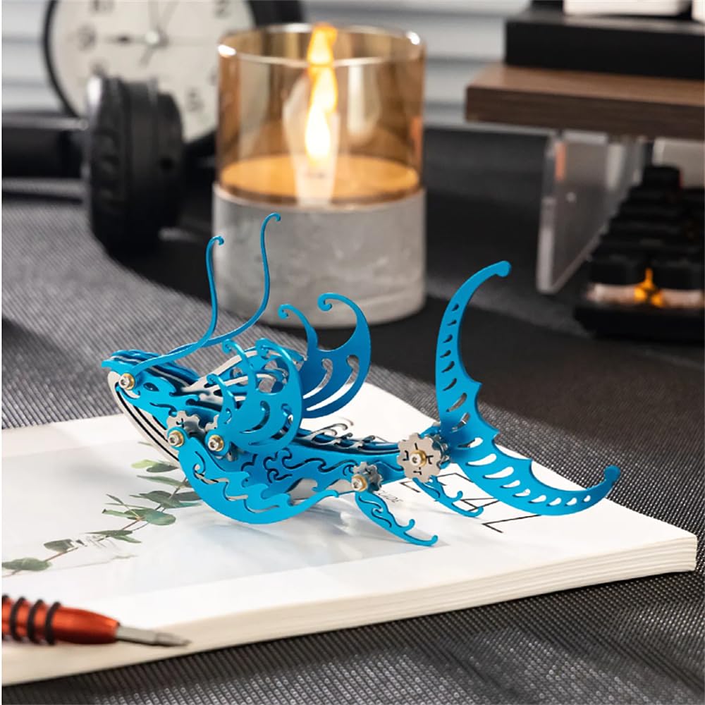 Mokrdomain Whale 3D Metal Puzzle, Blue, 92 Pieces