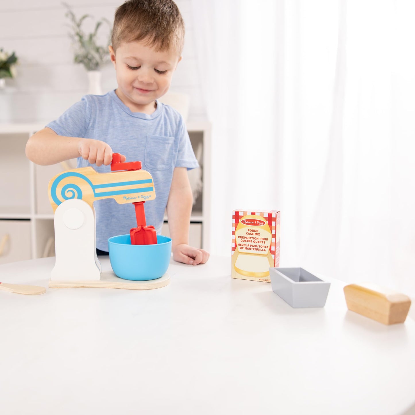 Melissa & Doug Wooden Make-a-Cake Mixer Pretend Play Baking Set