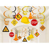 30Ct Construction Signs Hanging Swirl Decorations - Dig Zone Stop Crew Entrance Safety First Dump Gifts Here Helmet Roadblock Construction