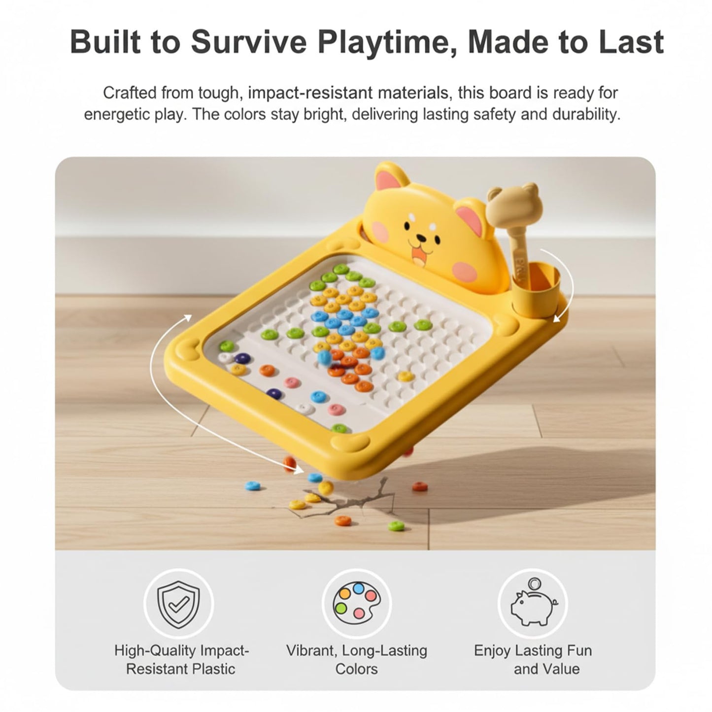 Cartoon Magnetic Drawing Board - Shiba & Bear Dot Art, Magnetic Dot Board Drawing Pad Tablet Magnet Drawings Tablet with Pen Draw Educational Creative