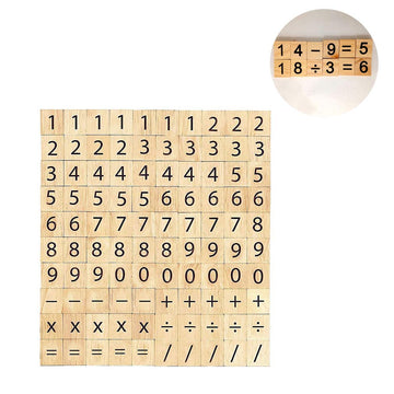 Vos Risus 100 PCS Wood Scrabble Tiles Numbers and Symbols for Crafts - DIY Wood Gift Decoration-Child Education Mathematical Calculation