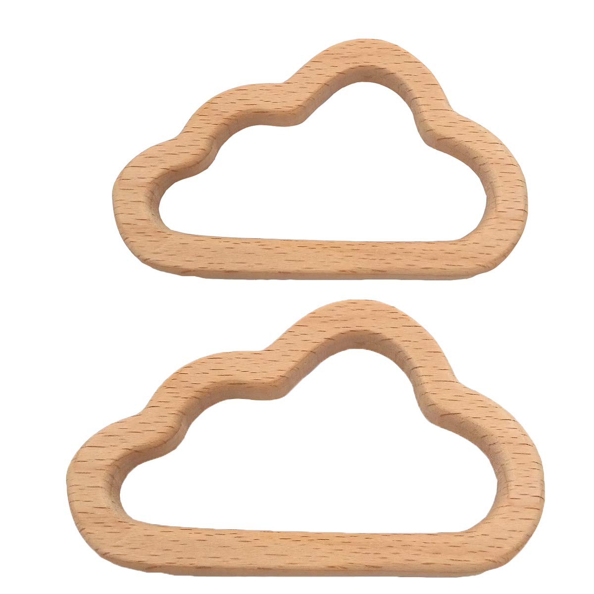 2pcs Lovely Cartoon Wood Cloud Pendant Pure Natural Animal Shape Beech Wooden Handmade Cut Pattern DIY Beading Necklace Pendant (Cloud 2pcs)