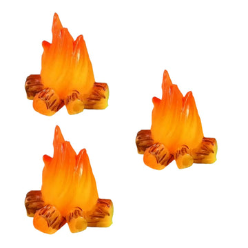 3-Pack Miniature Campfire Models - Resin Fake Fire for Dollhouse Ornaments, Halloween Decorations, and Micro Landscapes - Handcrafted Mini Fire Beads